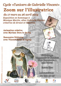 affiche expo Monique Martin - Gabrielle Vincent: zoom sur l'illustratrice